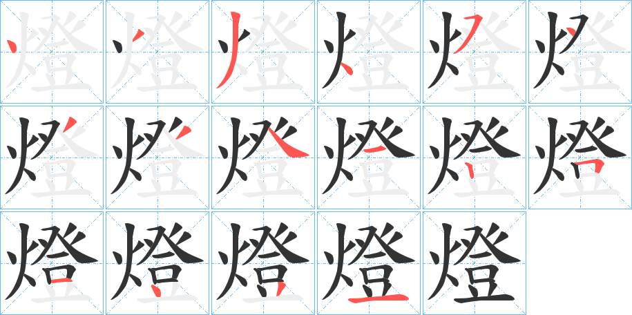 燈字的笔顺分布演示