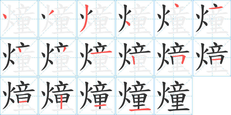 燑字的笔顺分布演示