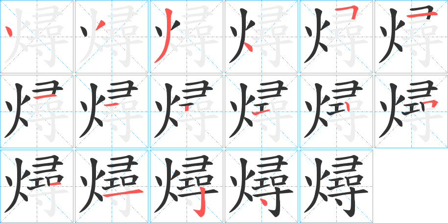 燖字的笔顺分布演示