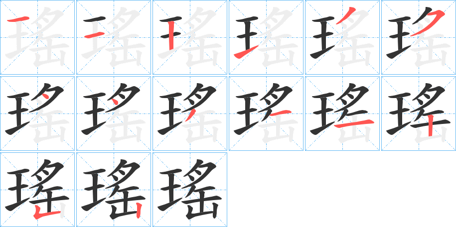 瑤字的笔顺分布演示