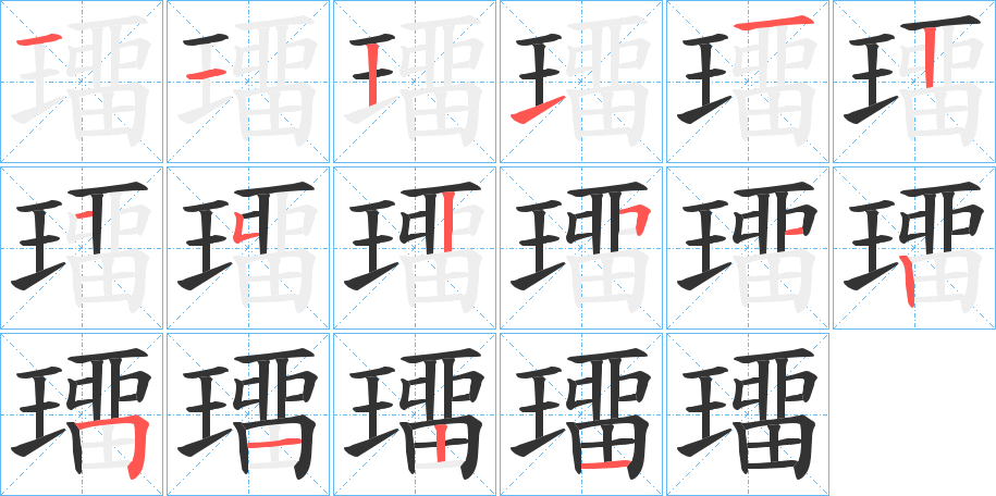 璢字的笔顺分布演示