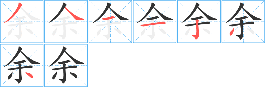 余字的笔顺分布演示