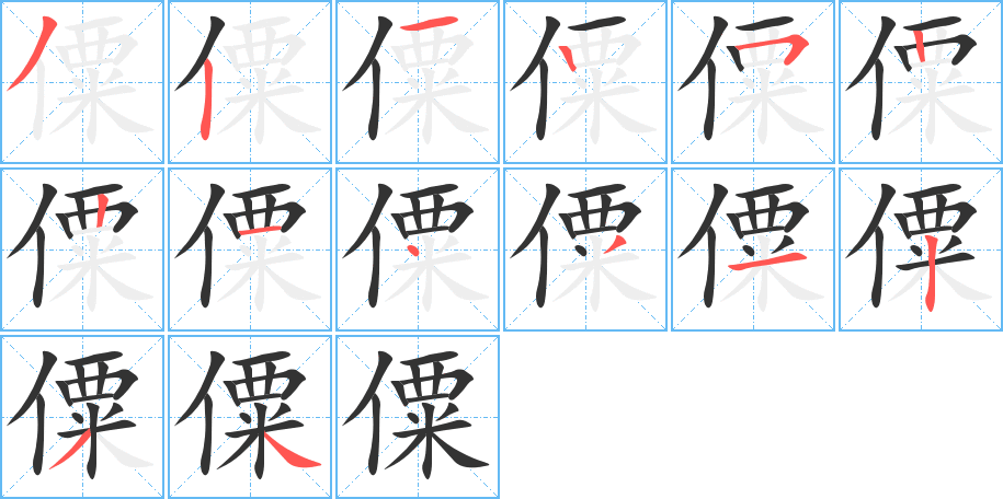 僳字的笔顺分布演示