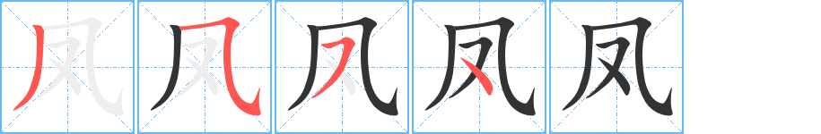 凤字的笔顺分布演示