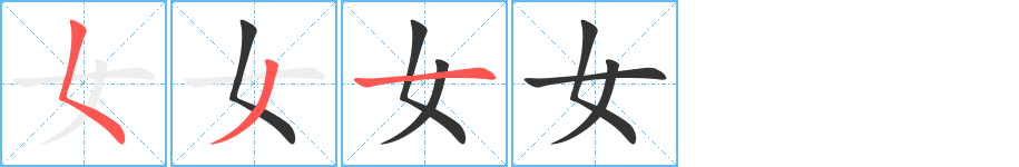 女字的笔顺分布演示