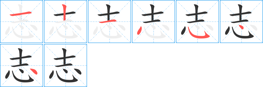 志字的笔顺分布演示