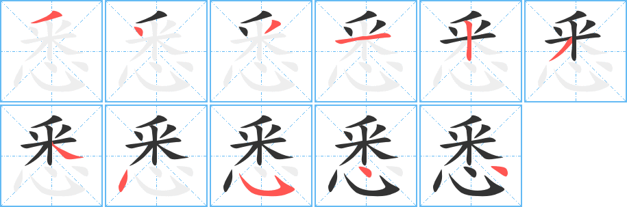 悉字的笔顺分布演示