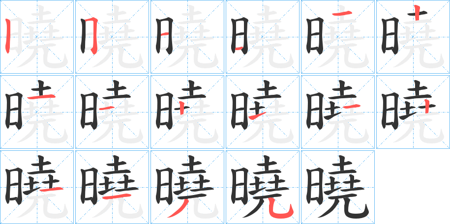 曉字的笔顺分布演示