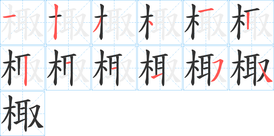 棷字的笔顺分布演示