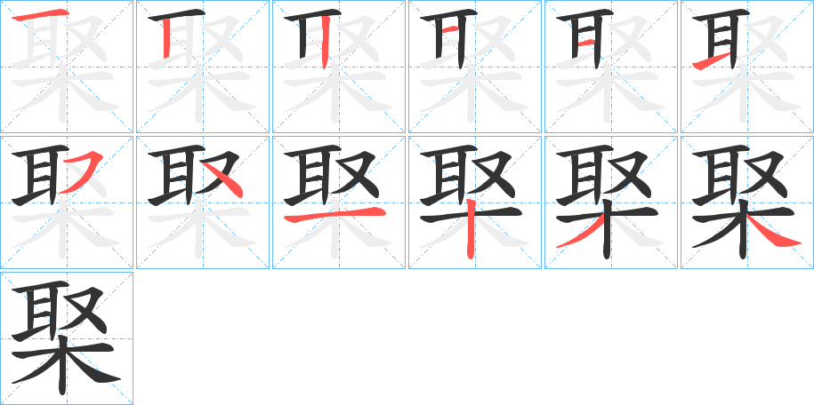 棸字的笔顺分布演示