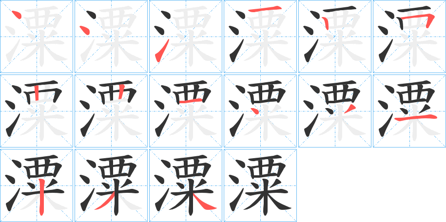 潥字的笔顺分布演示