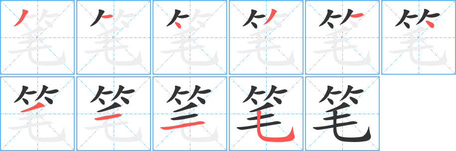 笔字的笔顺分布演示