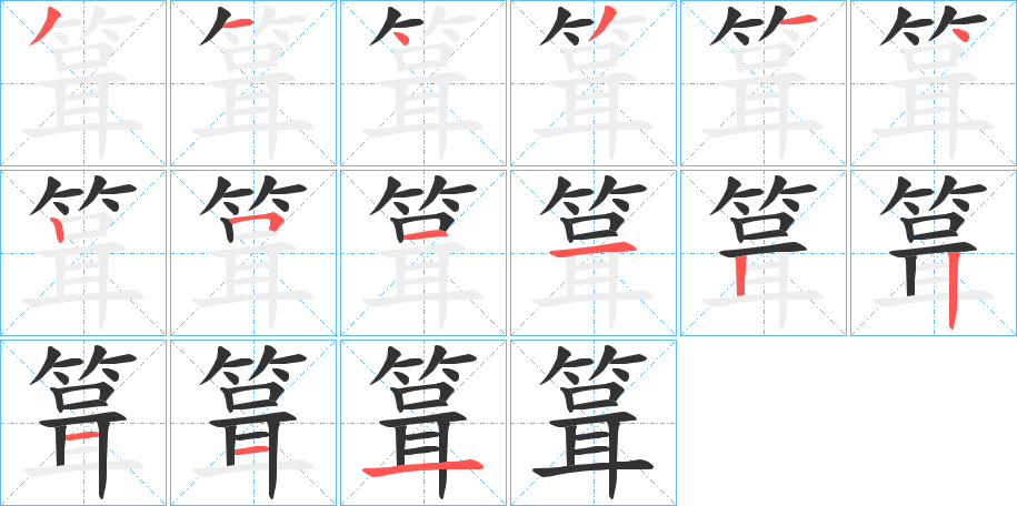 箿字的笔顺分布演示