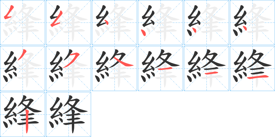 綘字的笔顺分布演示