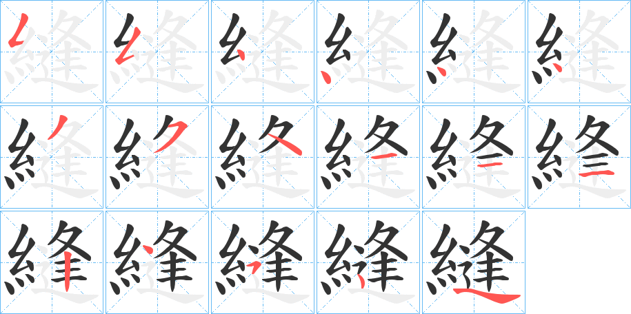 縫字的笔顺分布演示