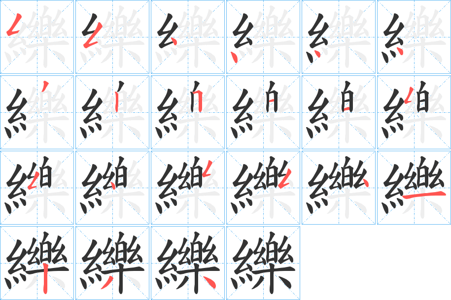 纅字的笔顺分布演示