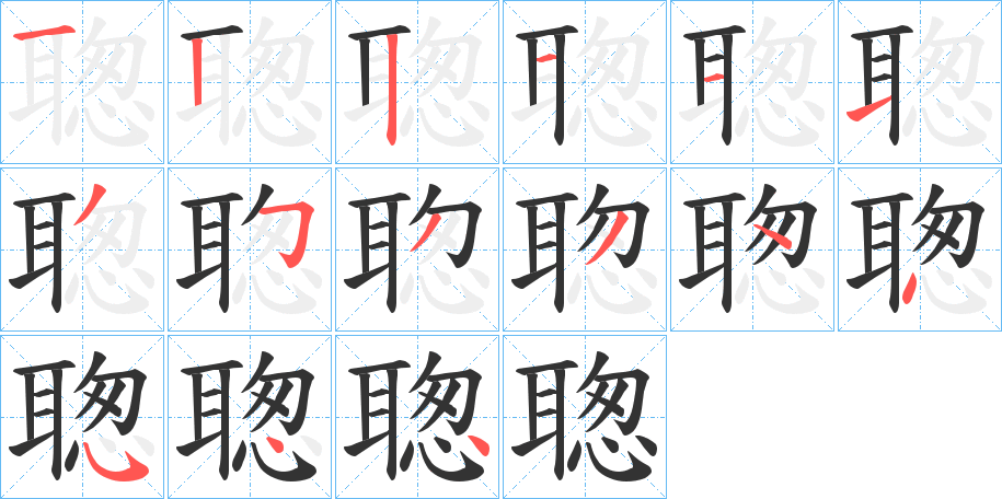 聦字的笔顺分布演示