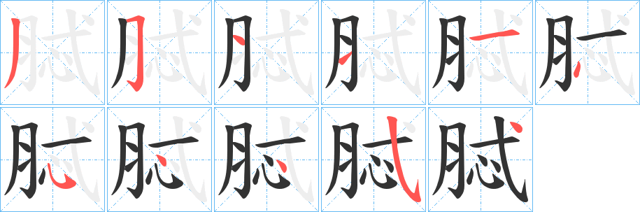 脦字的笔顺分布演示