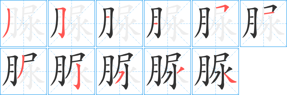 脲字的笔顺分布演示