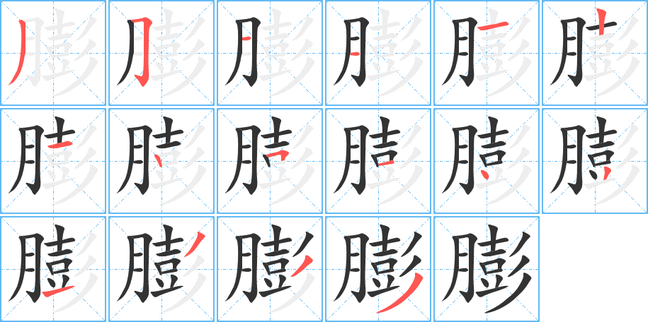 膨字的笔顺分布演示