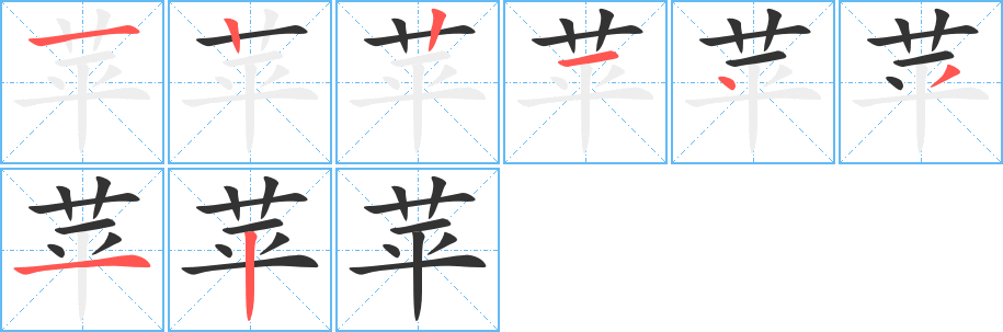 苹字的笔顺分布演示