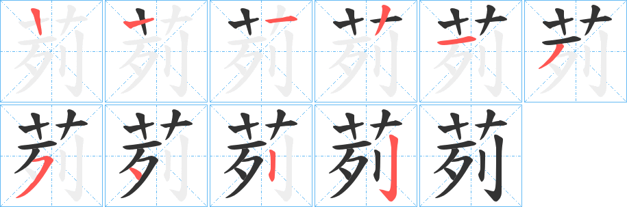 茢字的笔顺分布演示