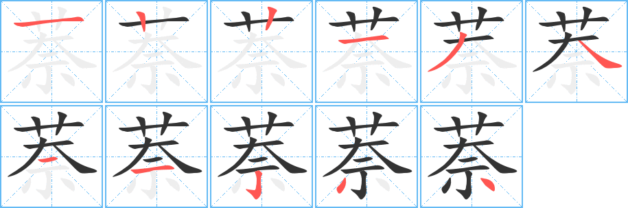 萘字的笔顺分布演示