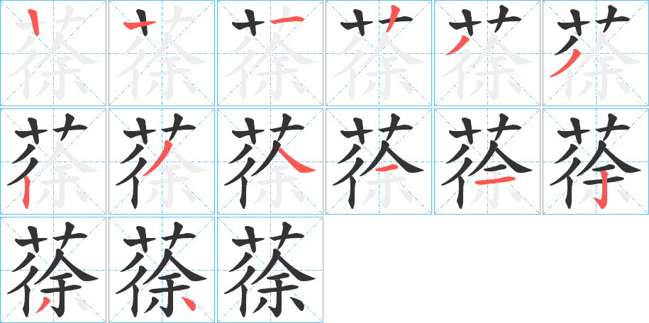 蒣字的笔顺分布演示