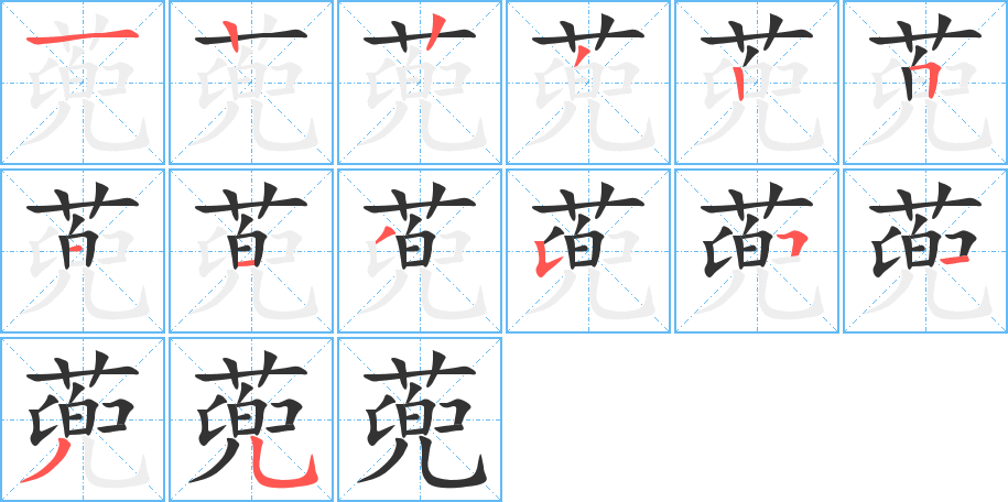 蔸字的笔顺分布演示