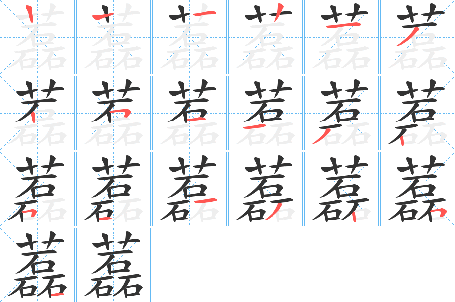 藞字的笔顺分布演示