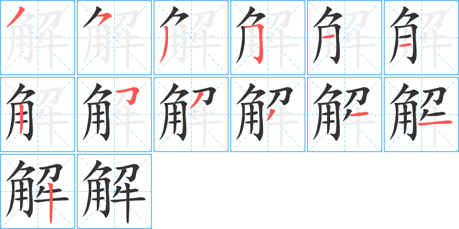 解字的笔顺分布演示