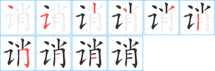 诮字的笔顺分布演示