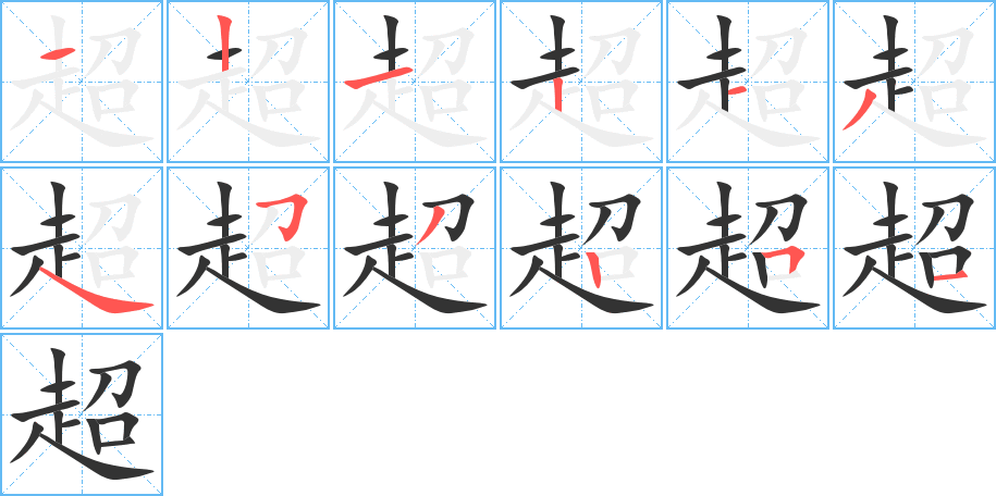 超字的笔顺分布演示