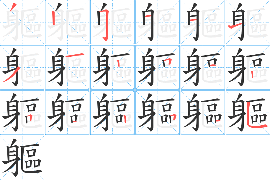 軀字的笔顺分布演示