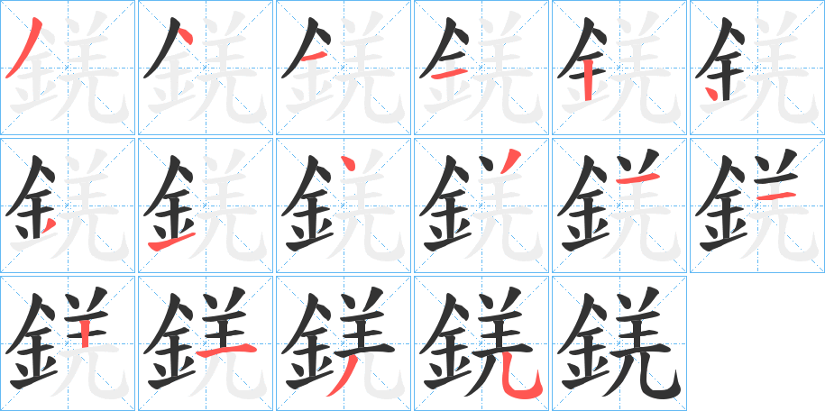 錓字的笔顺分布演示