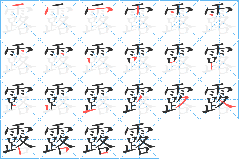 露字的笔顺分布演示