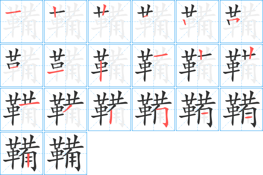 鞴字的笔顺分布演示