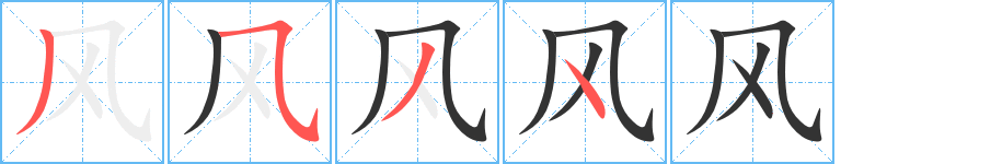 风字的笔顺分布演示