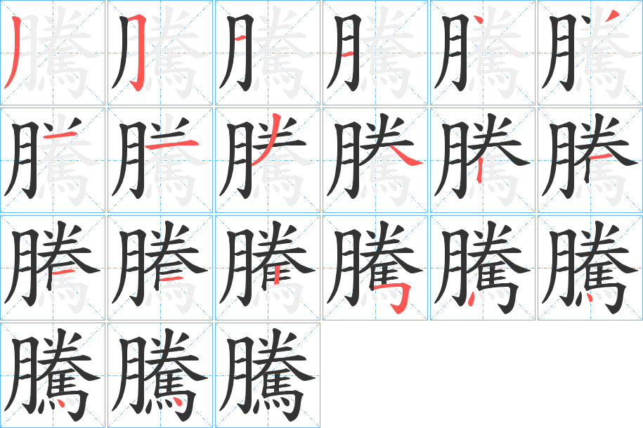 騰字的笔顺分布演示