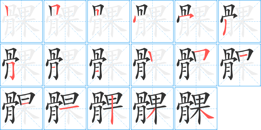 髁字的笔顺分布演示