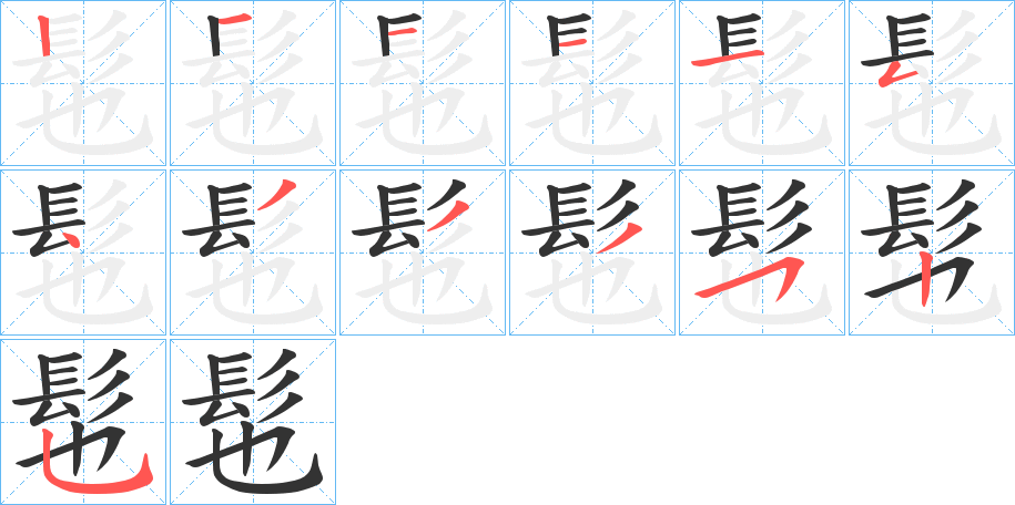 髢字的笔顺分布演示