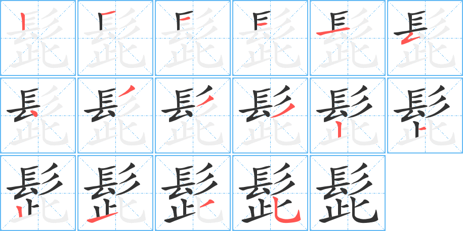 髭字的笔顺分布演示