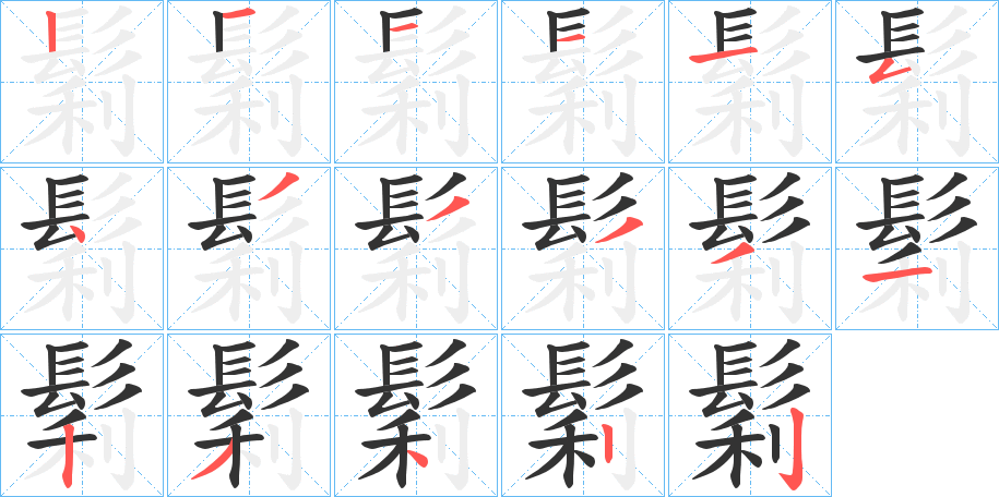 鬁字的笔顺分布演示