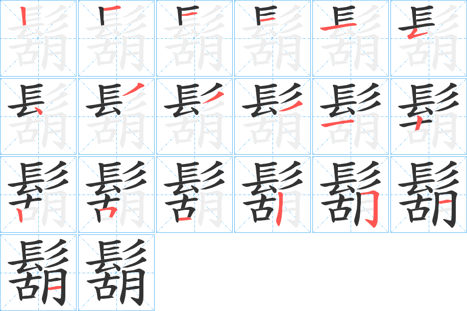 鬍字的笔顺分布演示