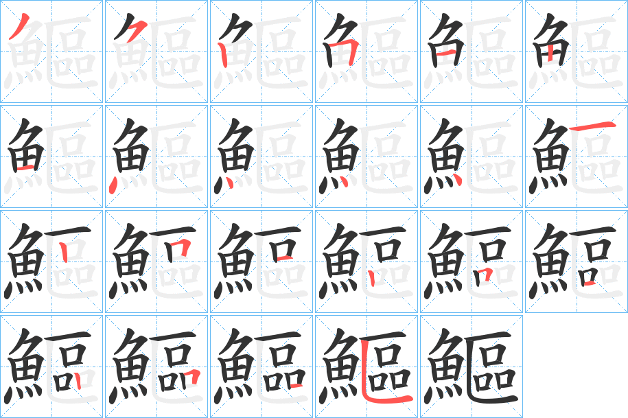 鰸字的笔顺分布演示