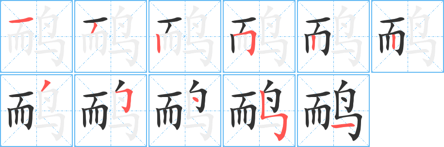 鸸字的笔顺分布演示